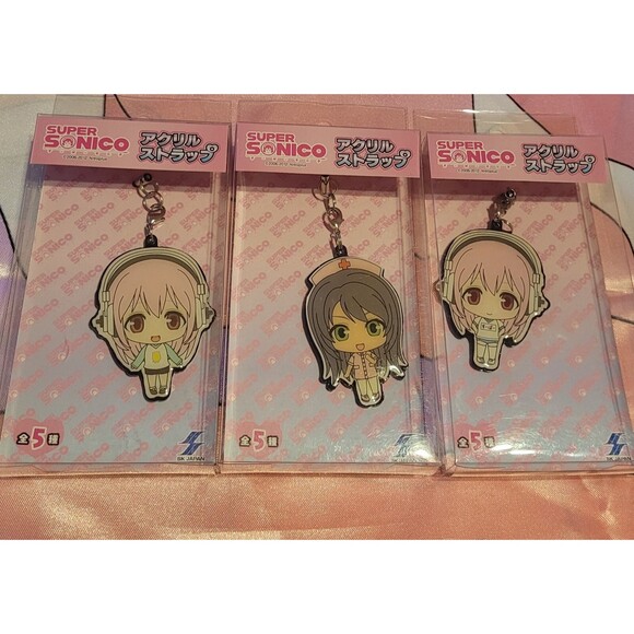 Super Sonico Keychain Lot of 3 Strap Japan Nitroplus Anime Manga Cosplay Kawaii - Picture 1 of 7